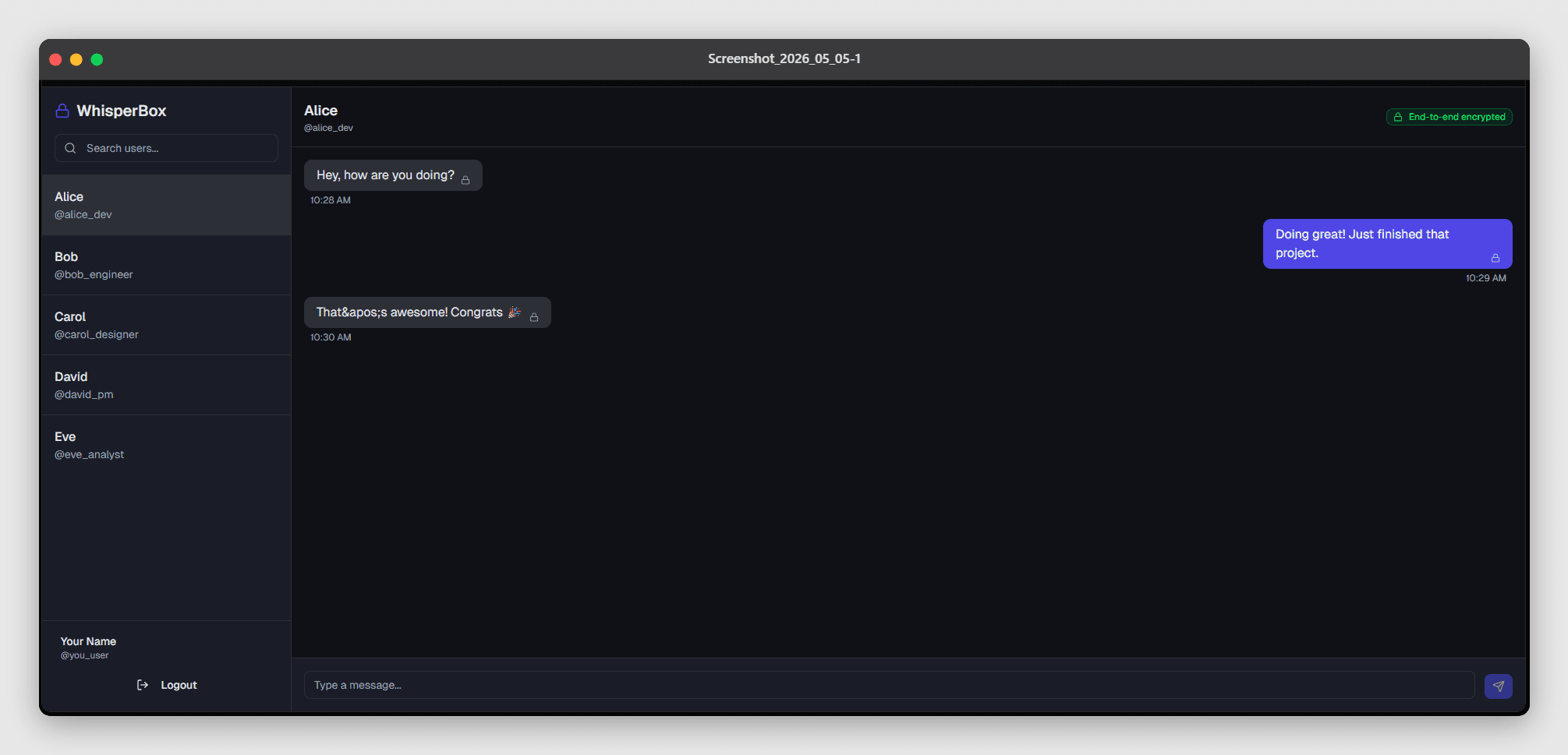 MutterBox — E2EE Messaging